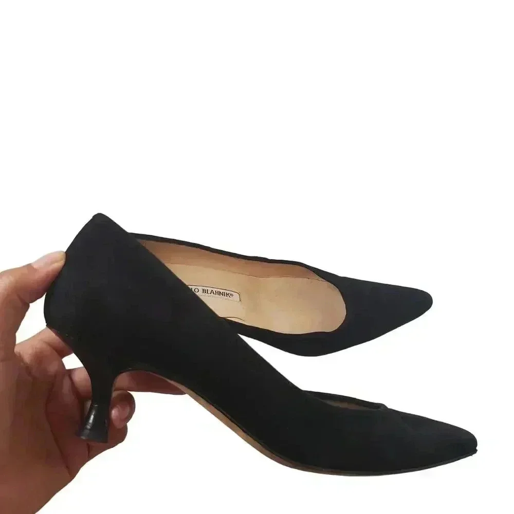 MANOLO BLAHNIK VARENNA pumps #35.5 shoes heels Suede Black